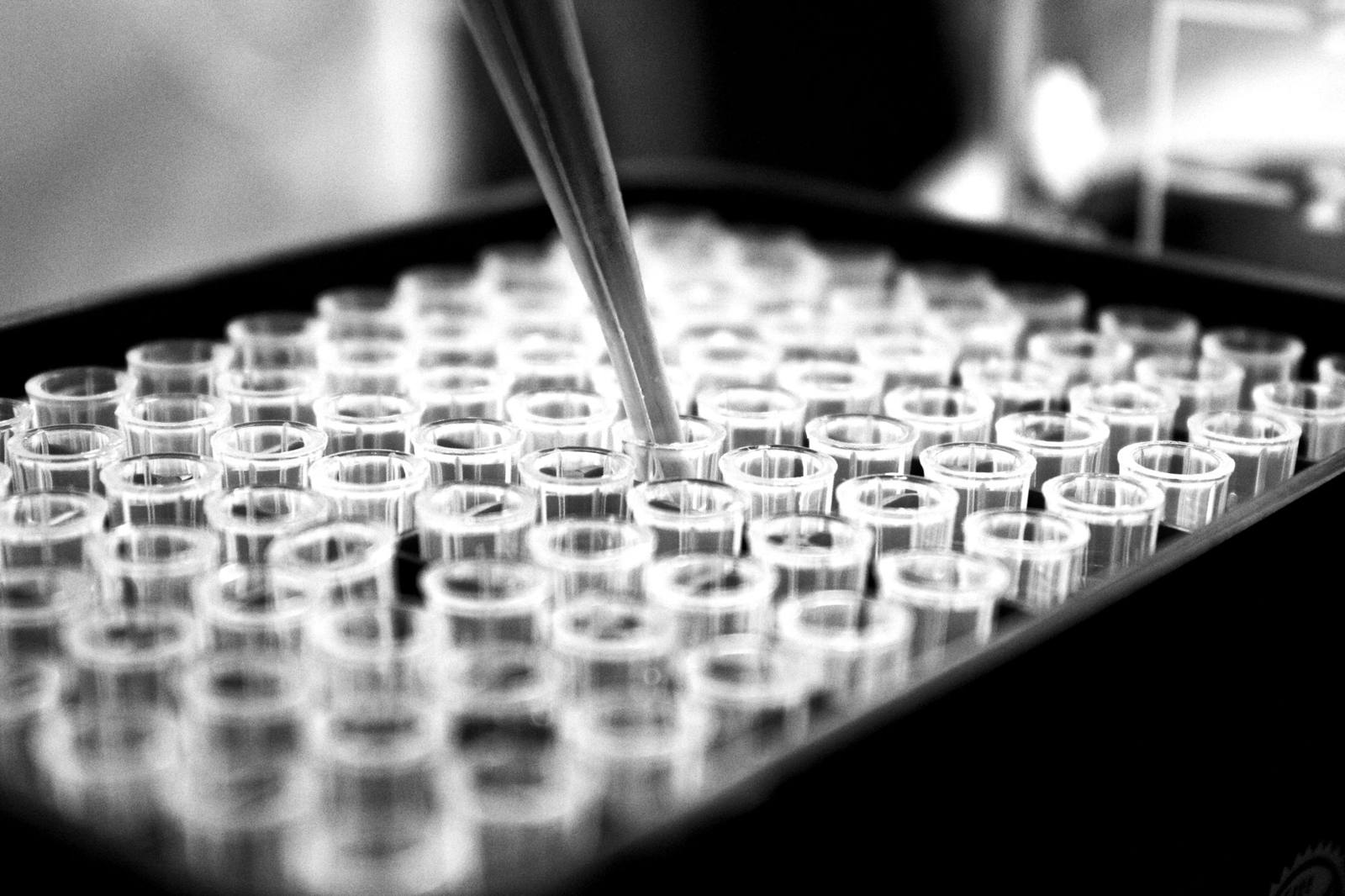 Pipette dispensing into a sample tray